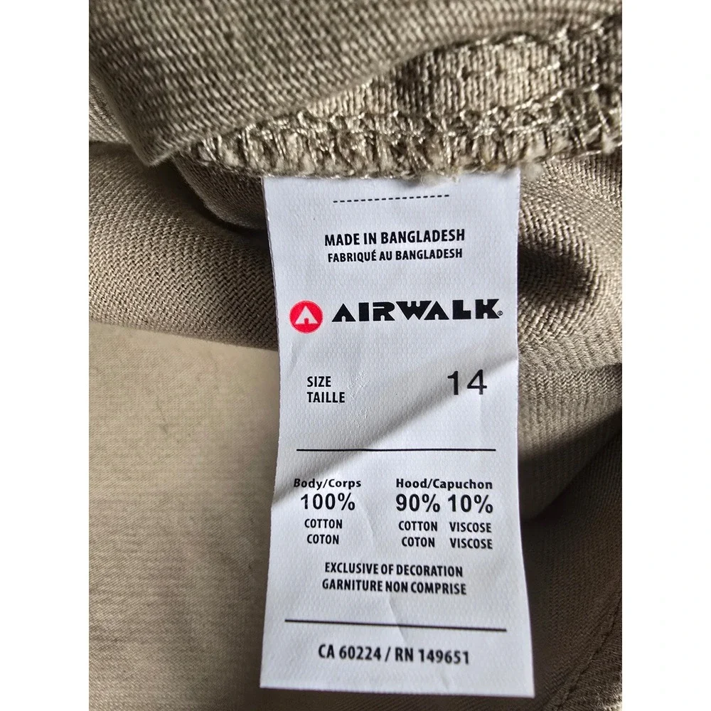 Airwalk Kids Khaki‎ Camo Hooded Button Up Shirt Style Jacket Size 14
